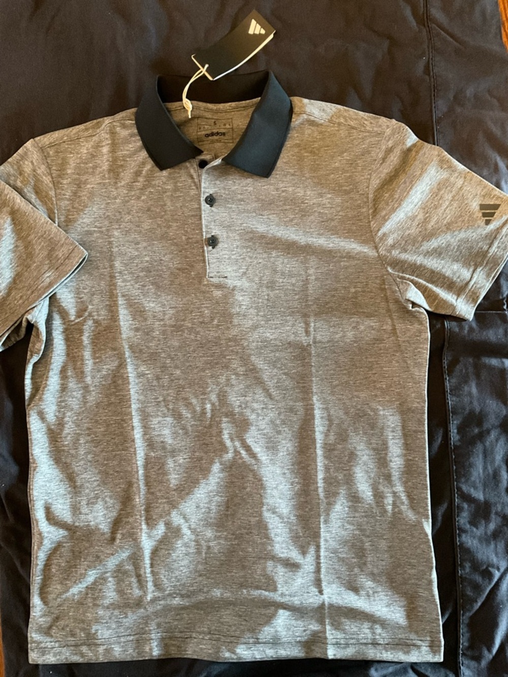 adidas Men’s Heather Gray Polo with Black Collar